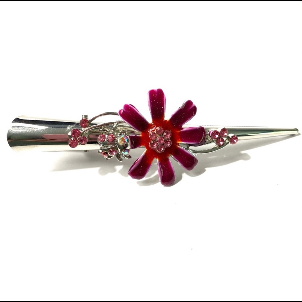 Updo Alligator Hair Clip Ladybug On Flower 5”